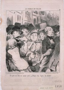 Het publiek van de salon - Een dag waarop men niet betaalt door Honoré Daumier
